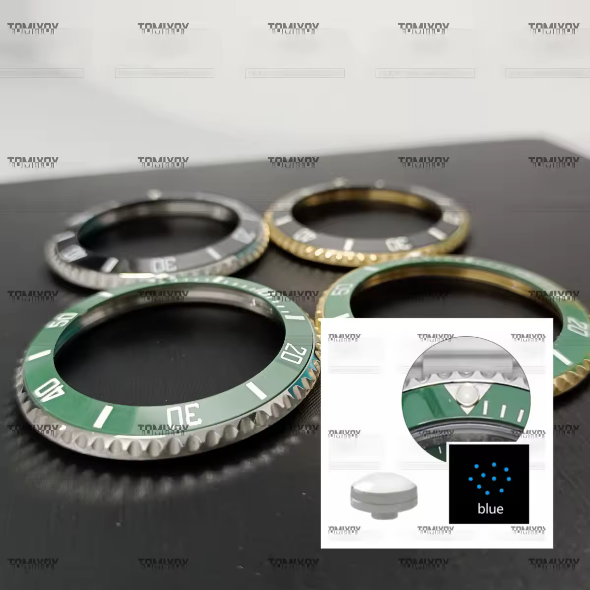 38MM 40MM Accessori per orologi luminosi blu Lunetta in acciaio con inserto in ceramica verde nero adatto per custodia RLX 40mm SUB 116610