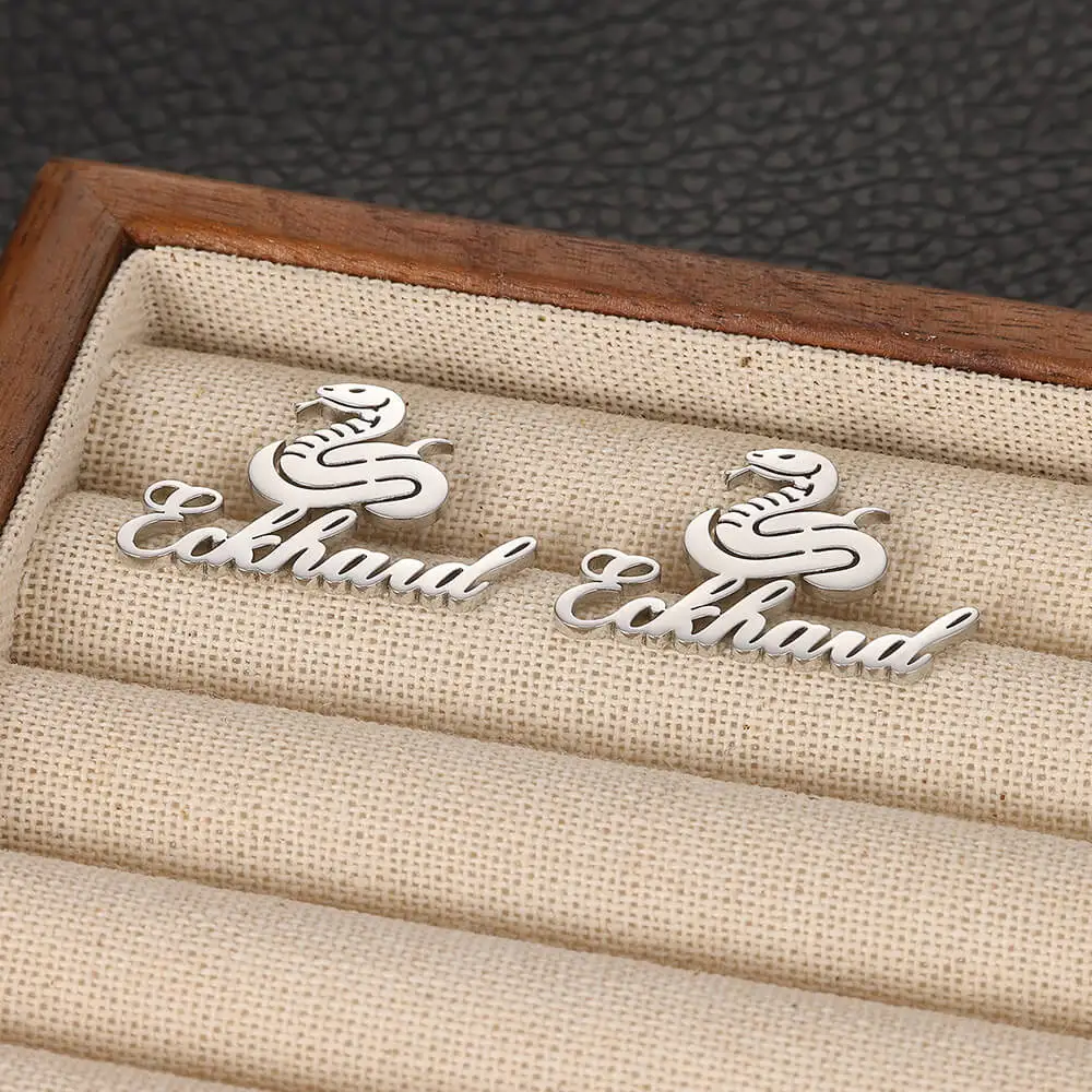 Custom Name Snake Earring For Women Girl Punk Fashion Personalized Cobra Jewelry Stainless Steel Nameplate Stud Earring Gifts
