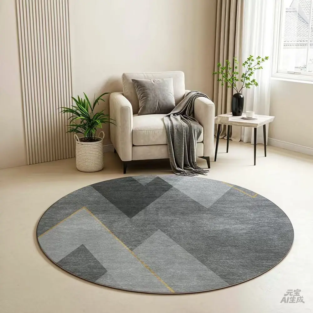 VIKAMA Living Room Round Carpet, Nordic Light Luxury Bedroom, Study Rocking Chair, Hanging Basket, Silent Cooling Rug Home Decor