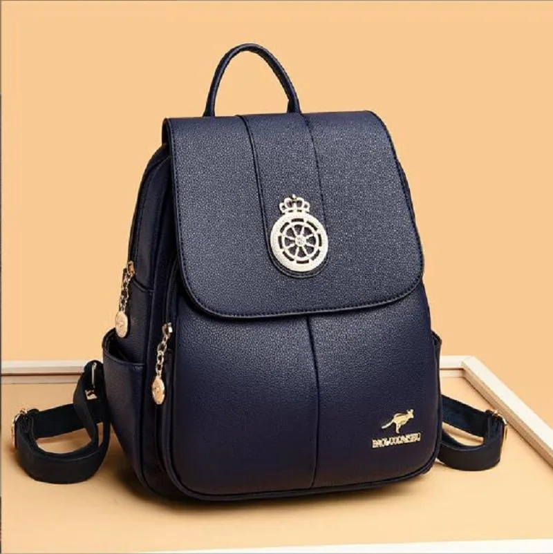 

New Women's High Quality Soft Leather Backpacks Fashion Large Capacity Travel Shoulder Bags Totes Crossbody Bag Schoolbag