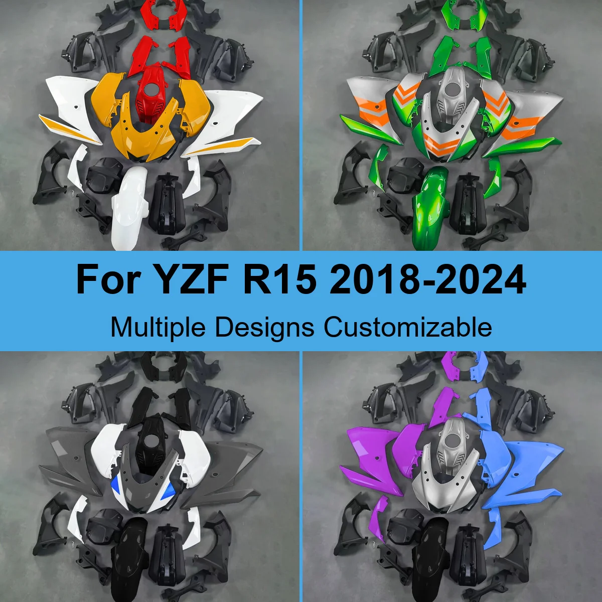 Fit for YZF R15 2018-2024 V3 V4 155cc Fairing Kit Injection Molded ABS Plastic Full Bodywork Panels Cover Sets Spares