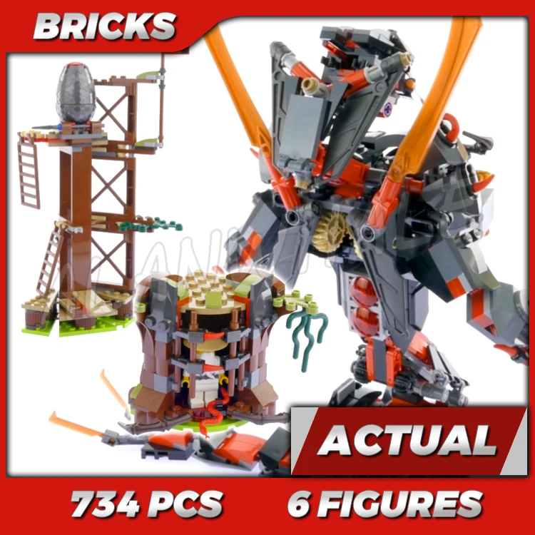 

734pcs Shinobi Dawn of Iron Doom Sinister Snake Mech Swamp Fort Vermillion Egg 10583 Building Kit toys Compatible With Bricks