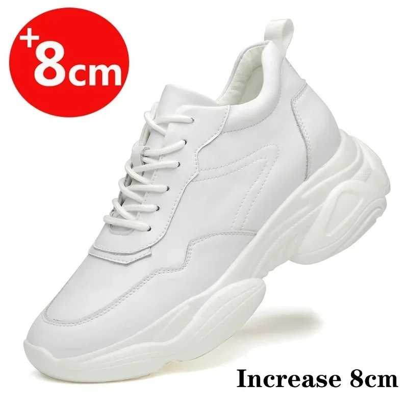 Zapatillas de deporte para hombre y mujer, zapatos con aumento de altura, color blanco y negro, talla grande 6-8, 36-44