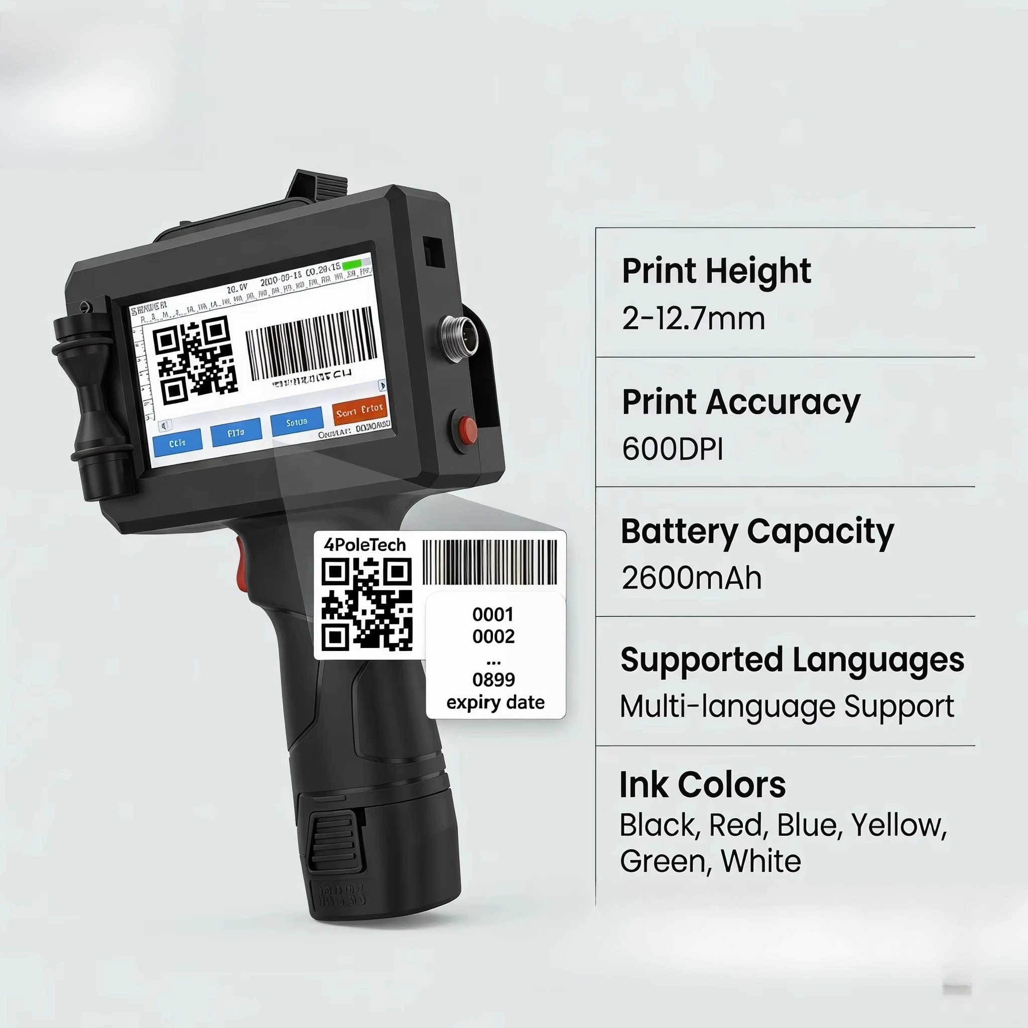 Price 25.4mm Portable Handheld Inkjet Printer for Date Batch Code QR Code Marking  for Box Bottle Logo Printing