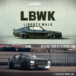 PreSale INNO 1:64 Skyline 2000 GTR KPGC110 KENMERI Black Diecast Diorama Car Model Collection Miniature Toys