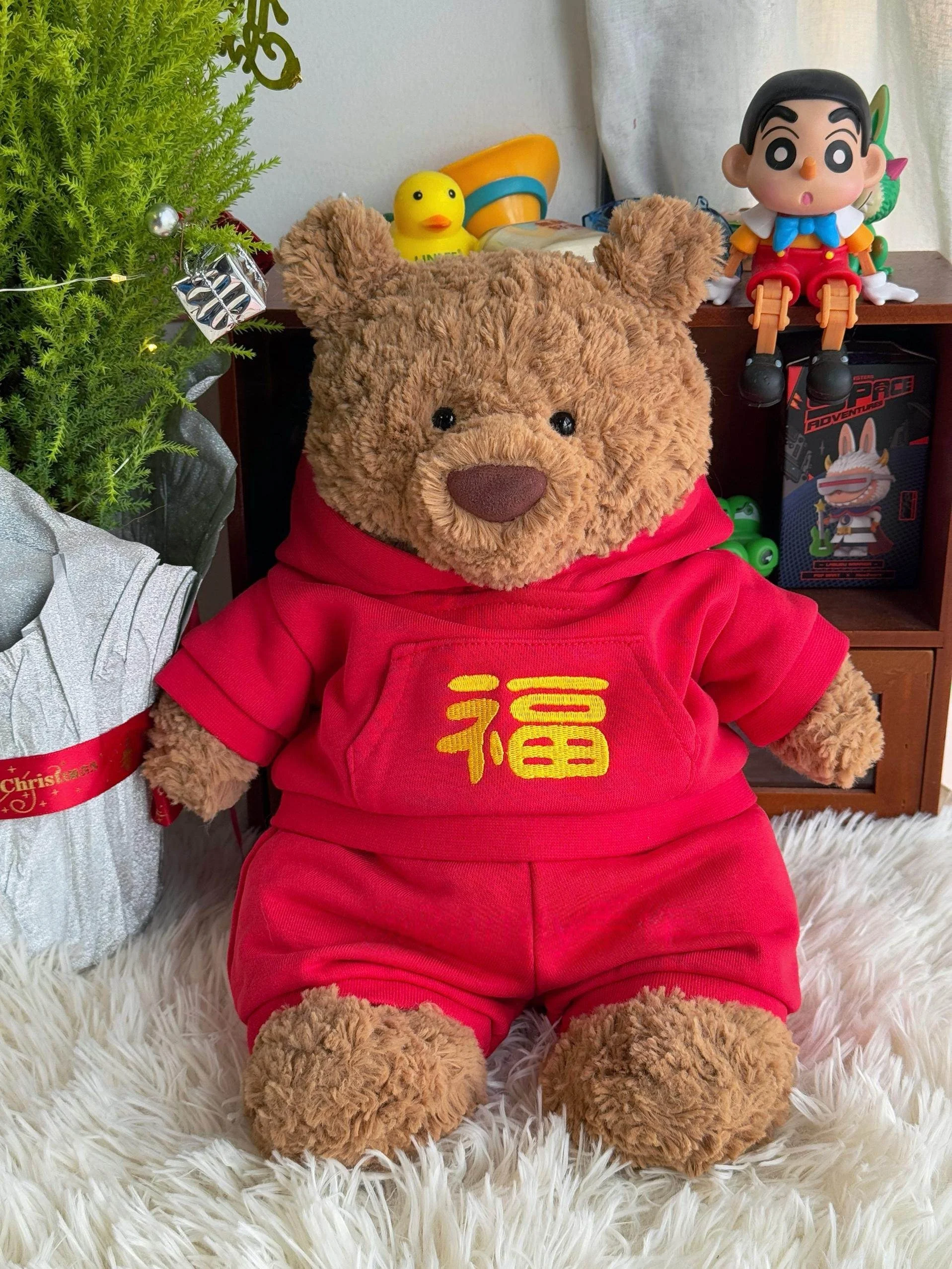 

Оригинальный новогодний комплект с капюшоном Lucky Full Barcelona Bear ручной работы, праздничный новогодний комплект из толстовки и брюк