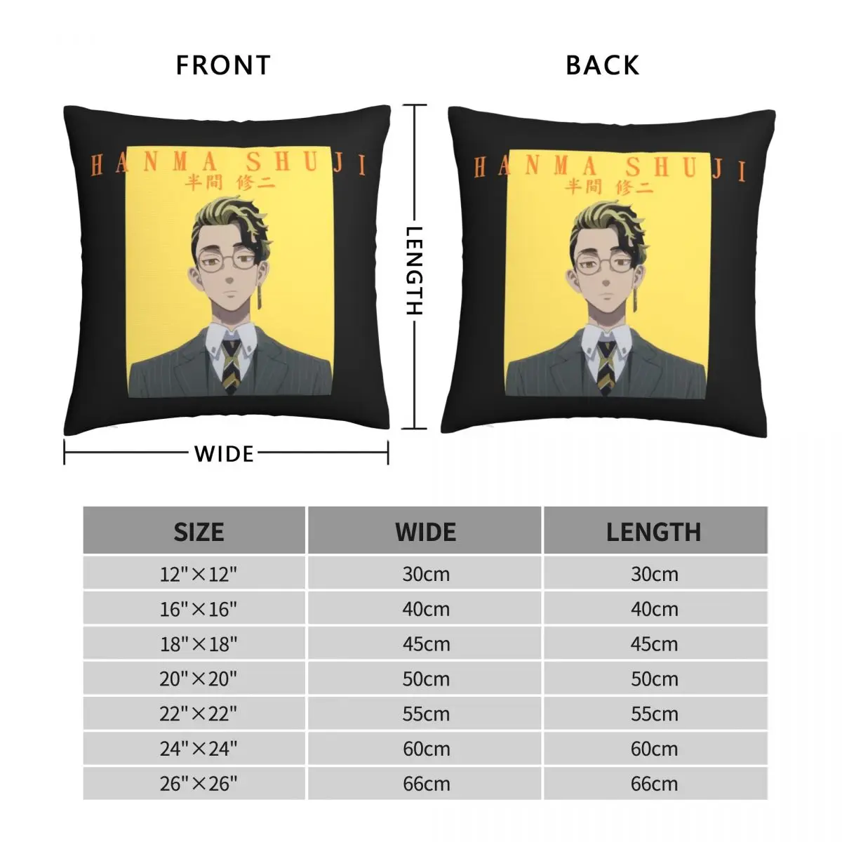 Tokyo Revengers Shuji Hanma Pillowcase Polyester Linen Velvet Creative Zip Decor Home Cushion Cover