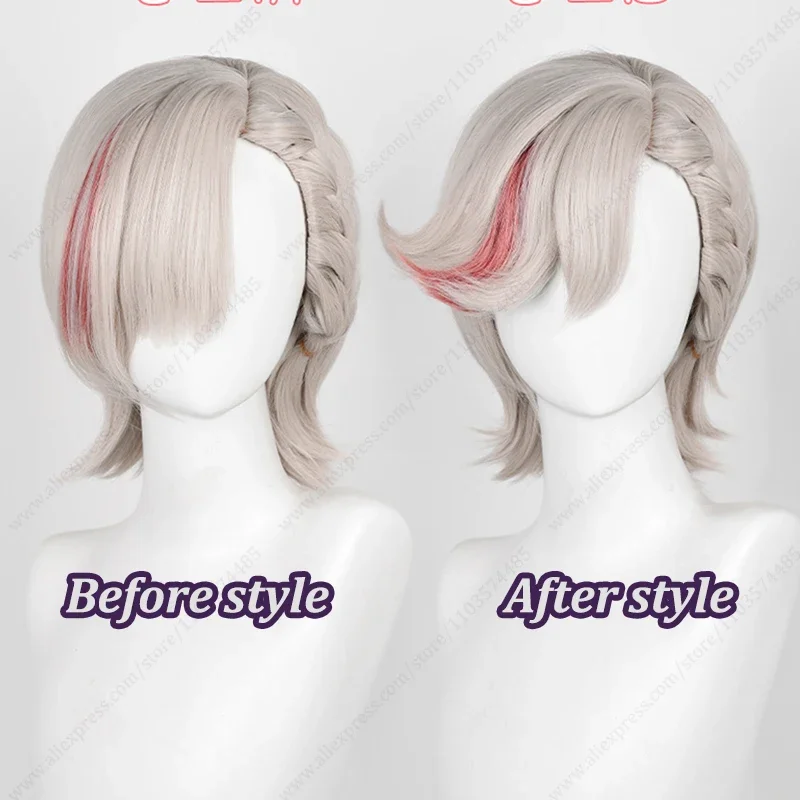 Fontaine Lyney Cosplay Wig 32cm Short Heat Resistant Synthetic Hair