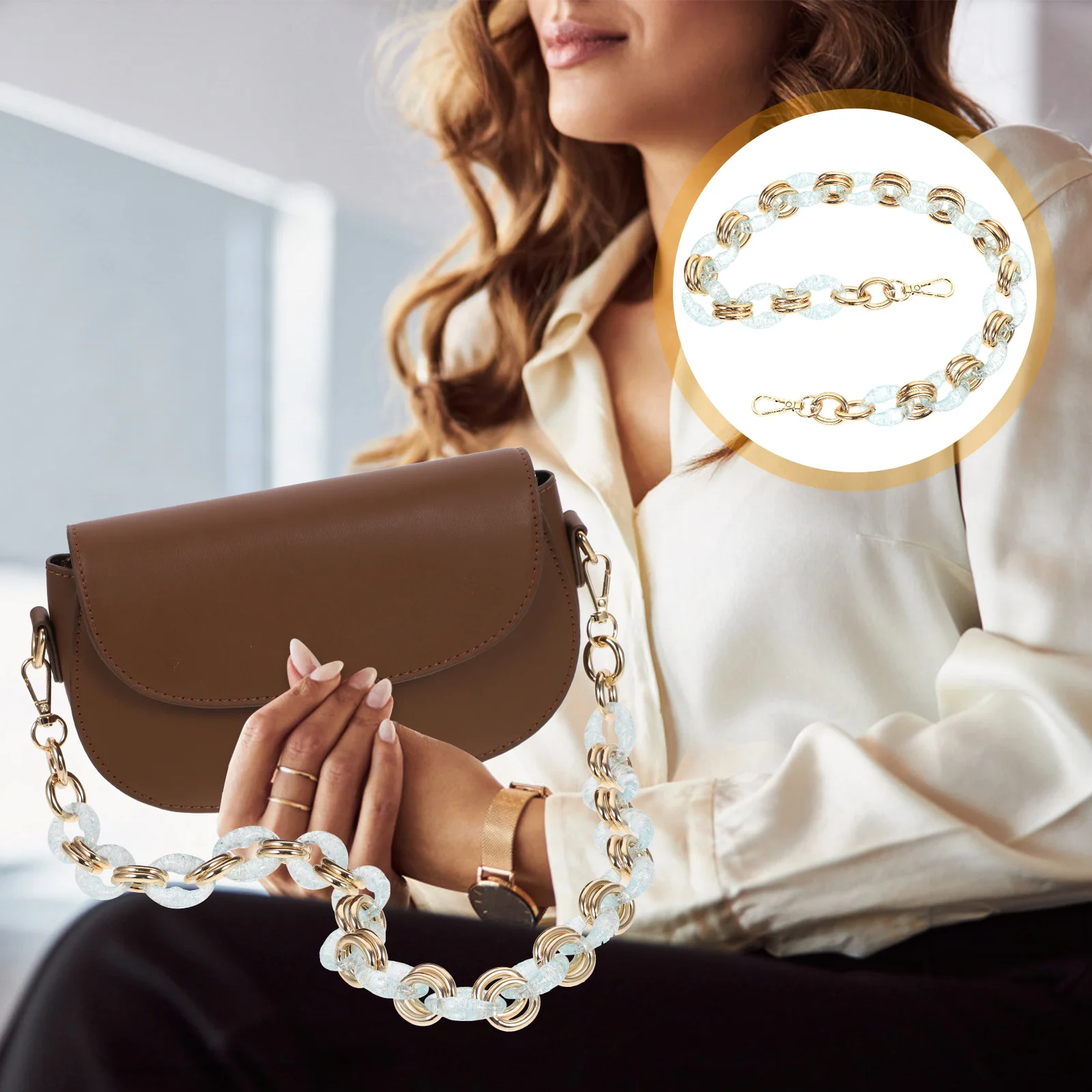 

IWOWHERO Vintage Acrylic Chain Strap for Handbag Purse Replacement