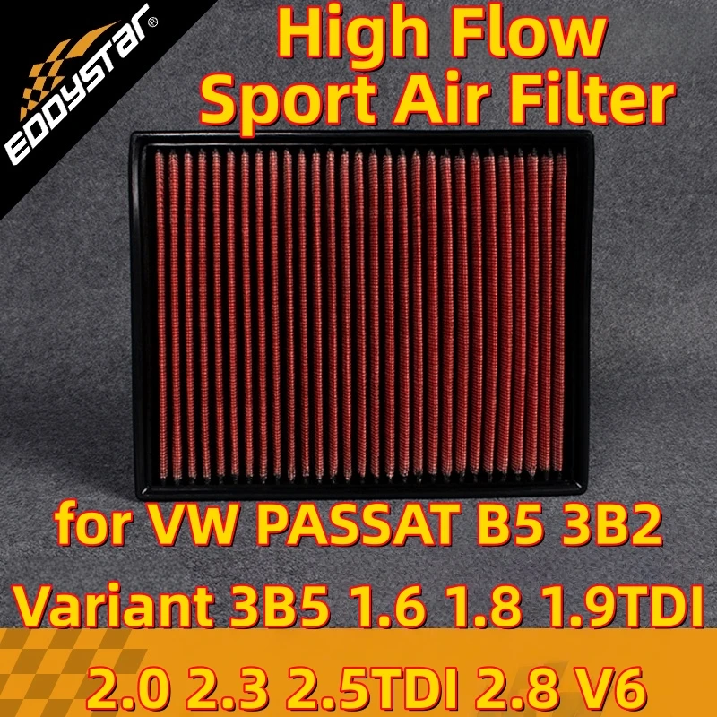 

Спортивный воздушный фильтр с высоким расходом для VW PASSAT B5 3B2 Variant 3B5 1,6 1,8 1,9TDI 2,0 2,3 2,5TDI 2,8 V6, моющиеся гоночные впускные фильтры
