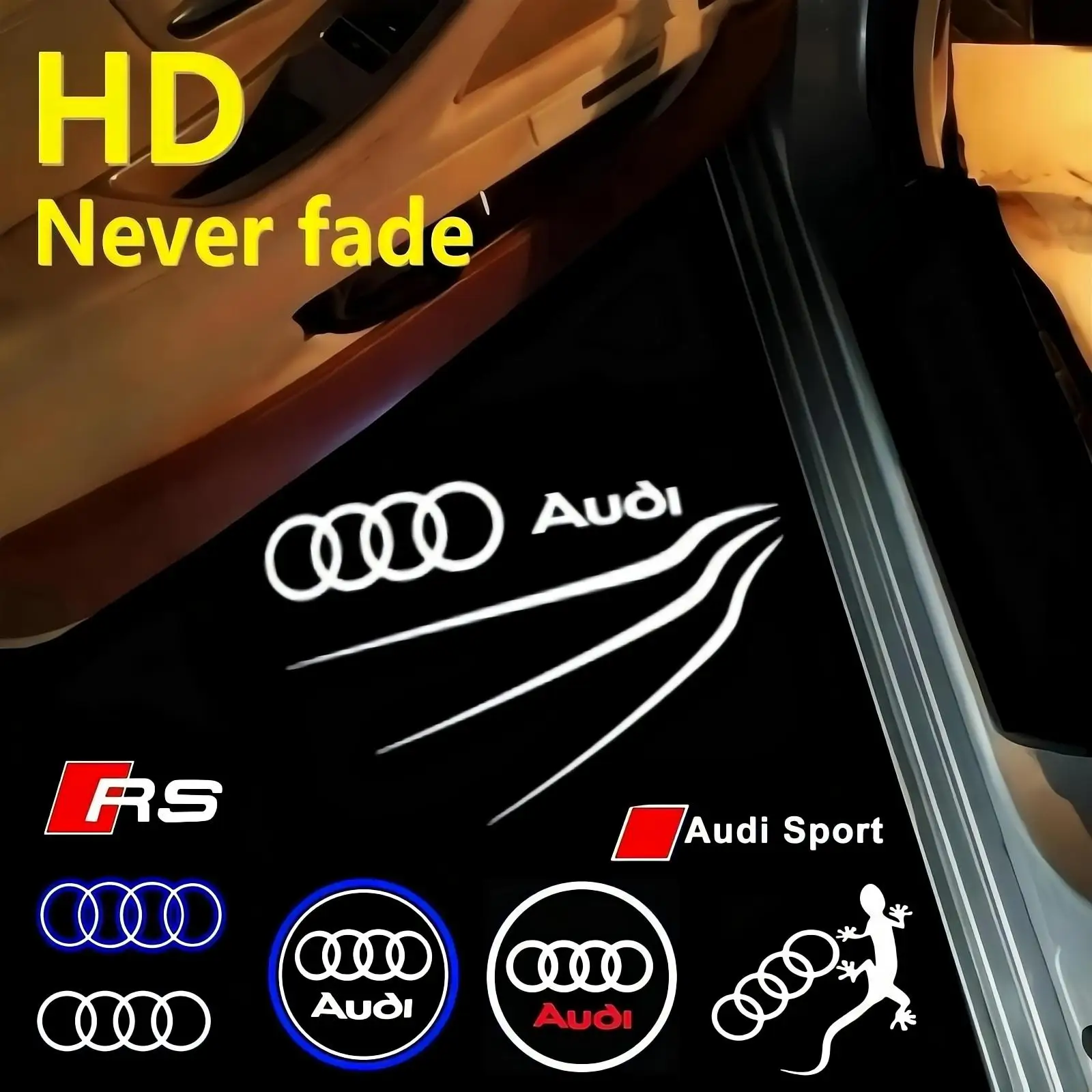 2x For Audi S line A1 A3 8V 8P 8L A4 B5 B6 B7 B8 A5 A6 A7 A8 Q3 SQ5 Q5 Q7 Q8 Q6 RS Car Door Projector HD Logo LED Welcome Light