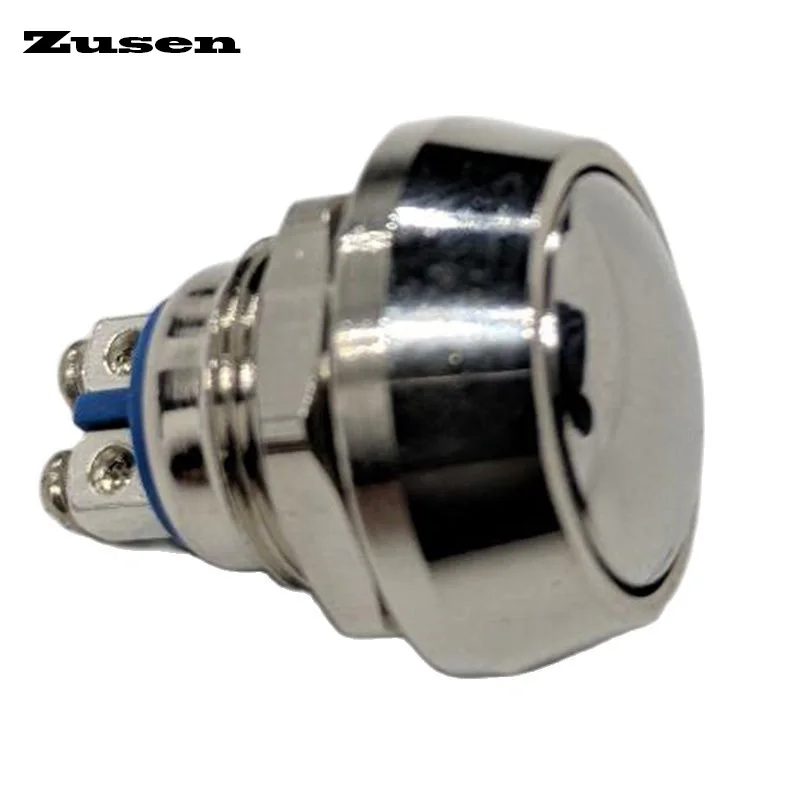 Zusen 12mm (ZS12B-10/N) 1NO Dome Head Momentary Waterproof  Micro Push Button Switch Screw Pins IP65