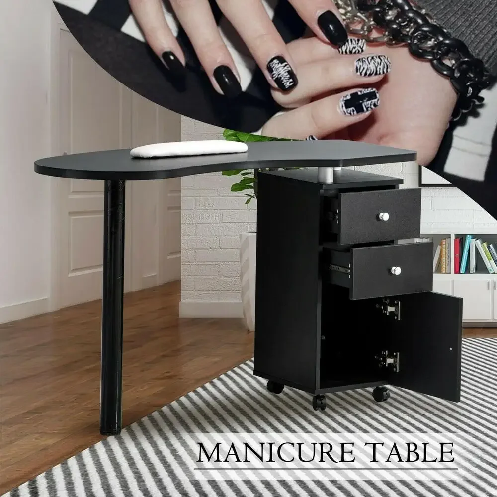 

Portable Manicure Table Nail Desk Station w/ Wrist Pad Beauty Salon Cabinet