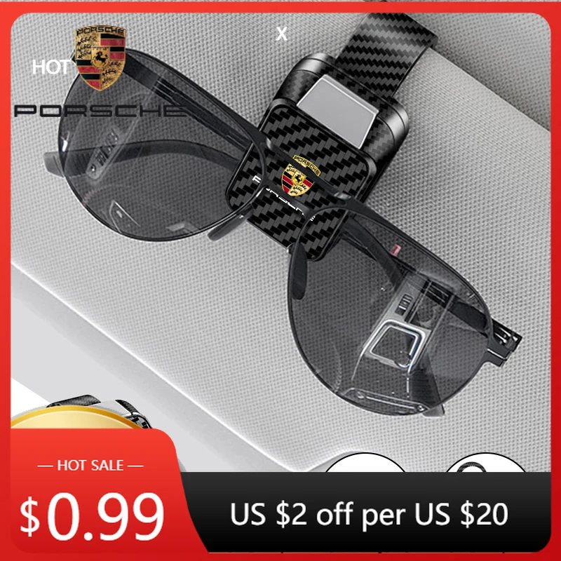 

Наклейка на автомобиль для Porsche Cayman, Cayenne, 911, Macan, держатель для очков на солнцезащитный козырек, аксессуар для Porsche.