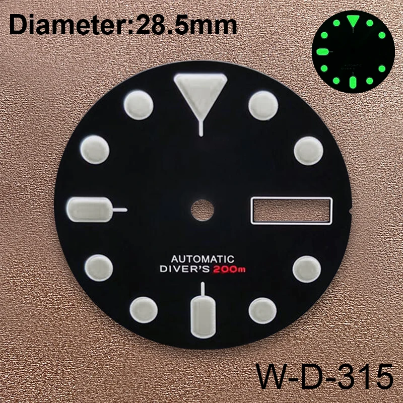 Quadrante con Logo S da 28.5mm adatto per NH35/NH36 movimento automatico giapponese C3 accessori per la modifica dell\'orologio luminoso verde forte