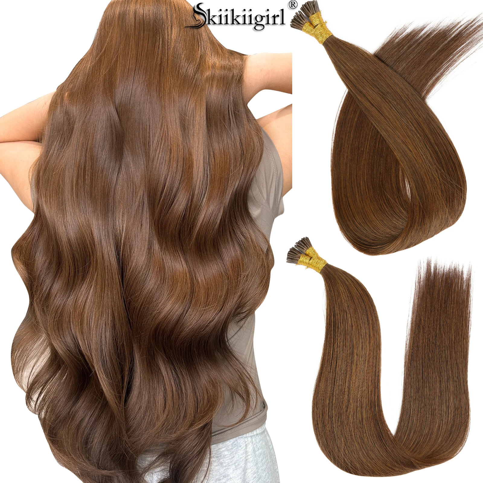 #4I Tip Extensions Human Hair Straight 12