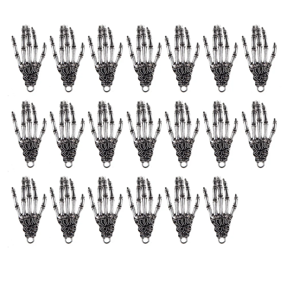 

20Pcs Silver Hand Pendants Halloween Hangings Electroplated Durable Material Creepy Decoration Haunted Party