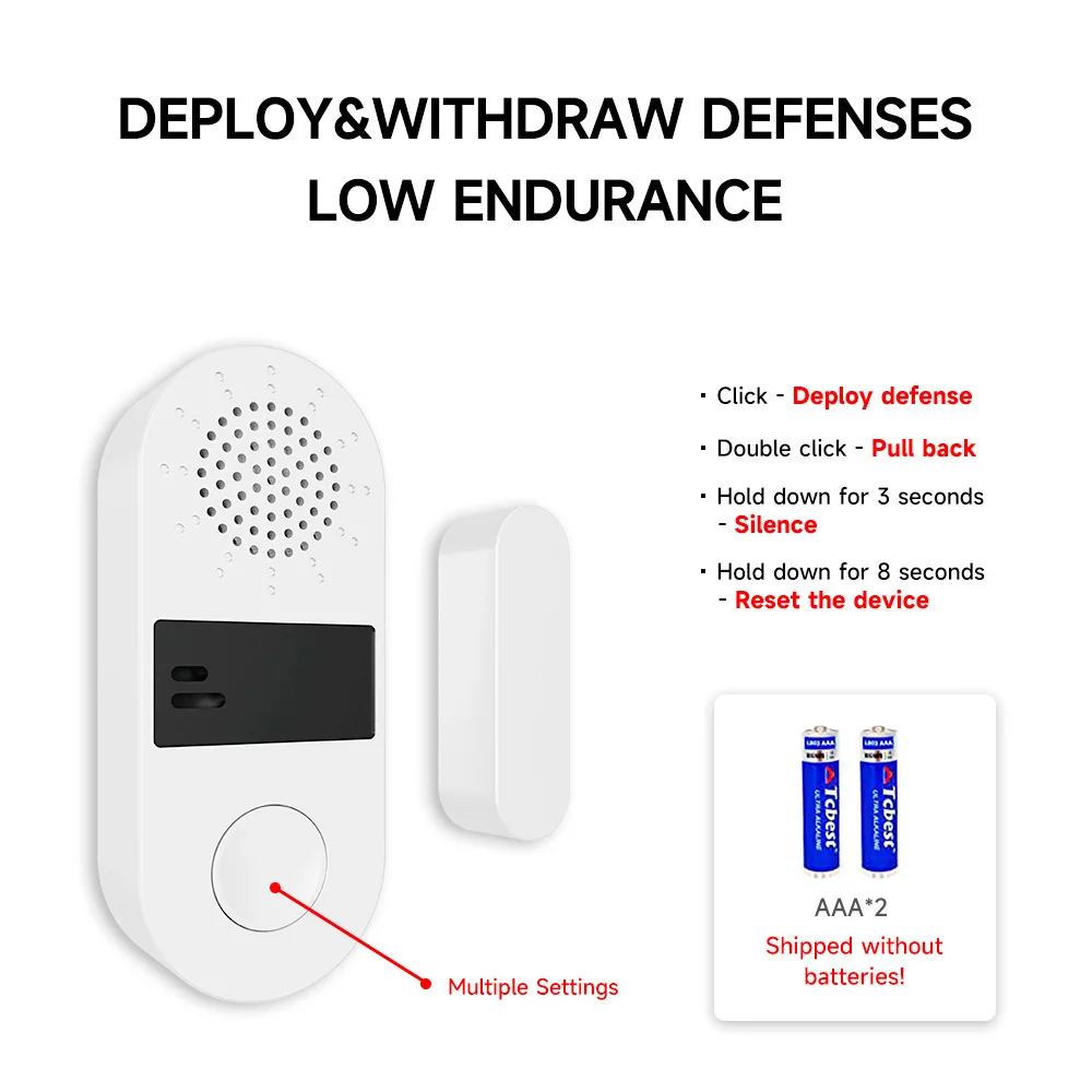 Imagem -06 - Door Sensor With Sound And Light Alarm Proteção de Segurança para Smart Home 130db Windows Novo