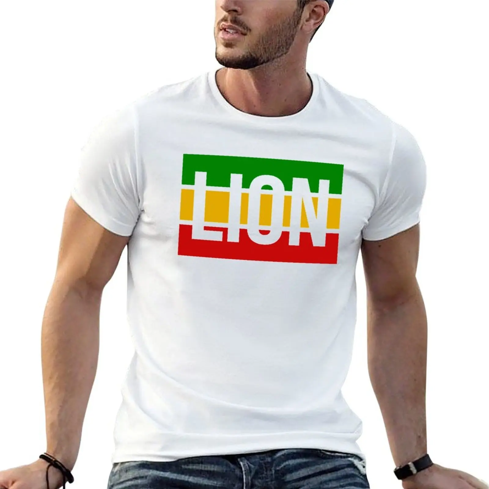 

Rasta Lion Flag in Reggae Colors T-Shirt man t shirts for men t shirts cotton 100% T-Shirt