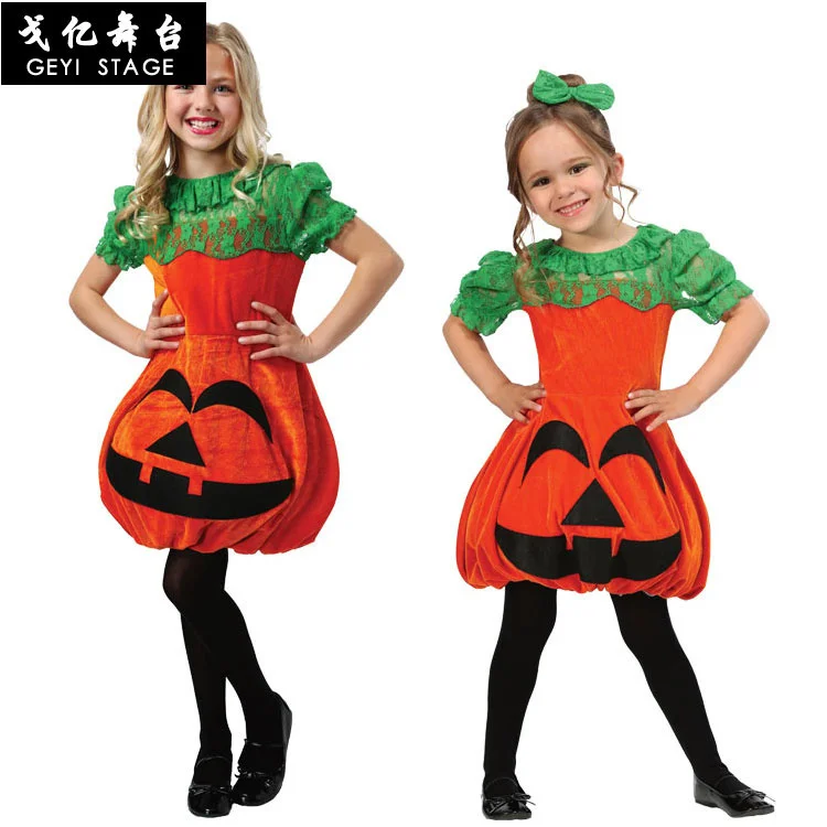 Fashion Kids Girls Sweet Wizard Dress Pumpkin Witch Costume Princess Dress bambine Halloween Pumpkin Party Costume