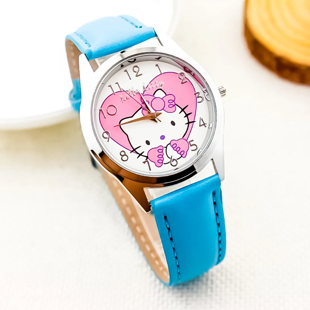 Hello Kitty Girls Kids Watch Cute Casual Waterproof Sanrio Cartoon Quartz Watches Fashion WristWatch Gifts for Children Women