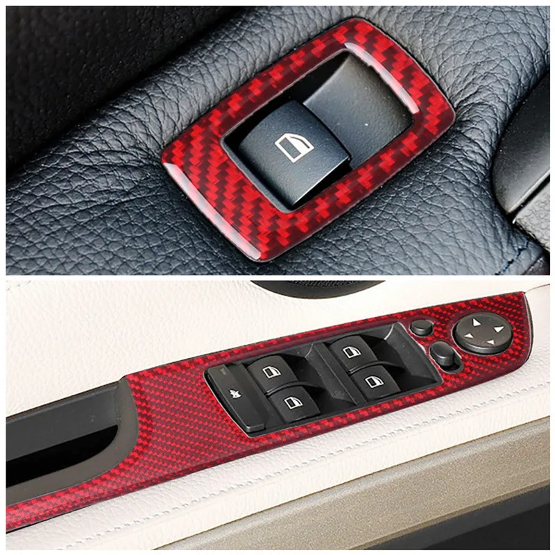 Red Carbon Fiber Car Interior Modification Stickers Cover Trim Strips For BMW 3 Series E90 E92 E93 Car Styling Inner Accessories