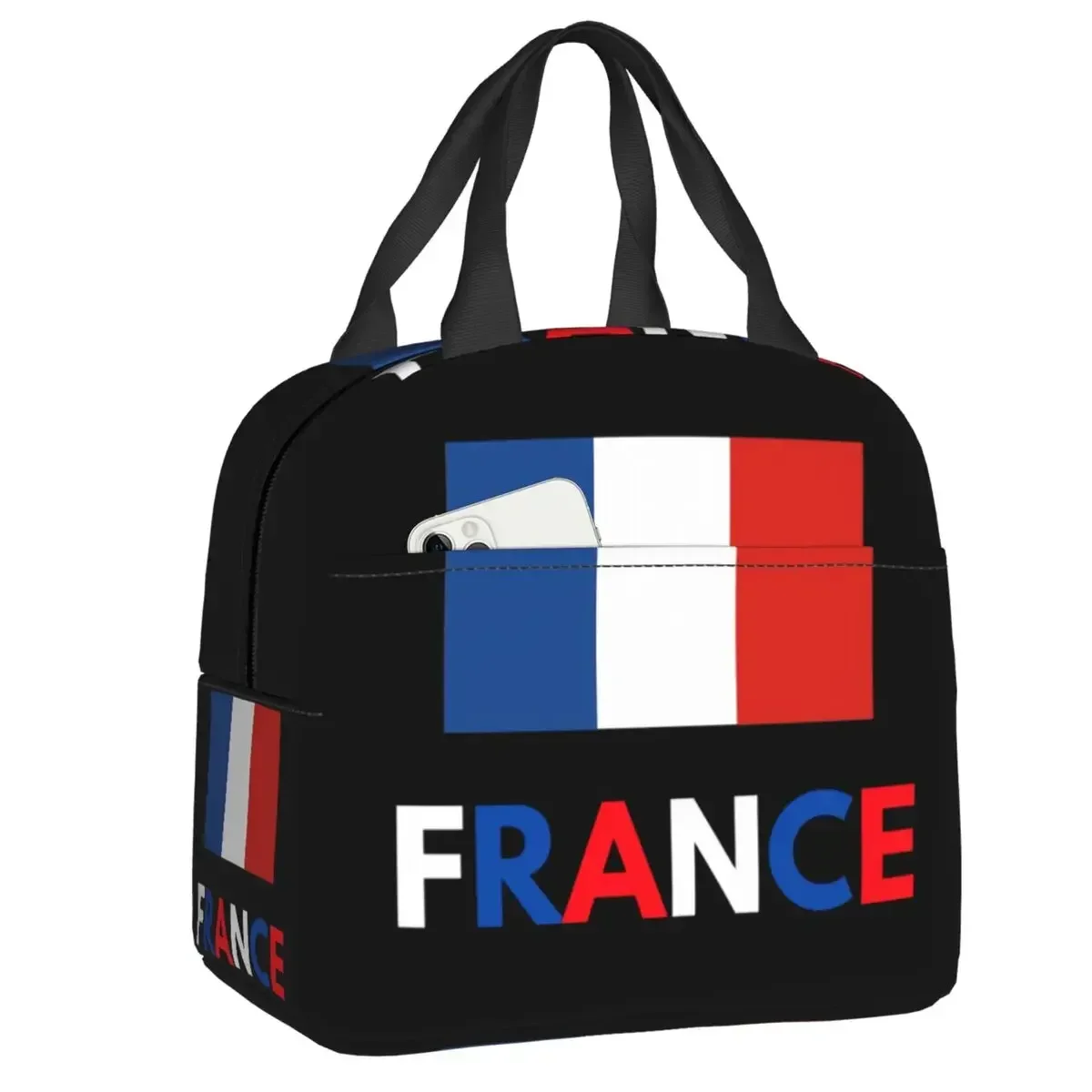 Custom Bag Custom French Flag France Thermal Insulated Lunch Bag Women Portable Lunch Tote For School Children Multifunction Foo