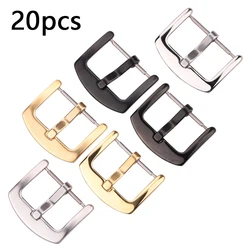 20pcs Wholesale Metal Watch Band Buckles Stainless Steel Clasps 18mm 20mm 22mm 24mm Silver Black Gold Accessories