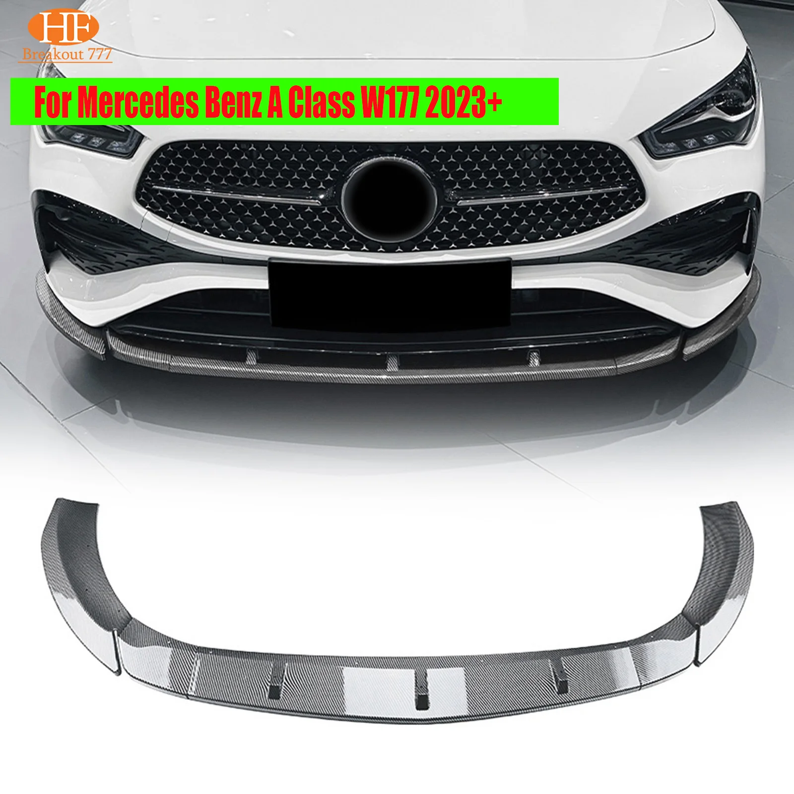 

Front Bumper Lower Spoiler Splitter Lip Carbon Style For Benz CLA C118 AMG 2023+