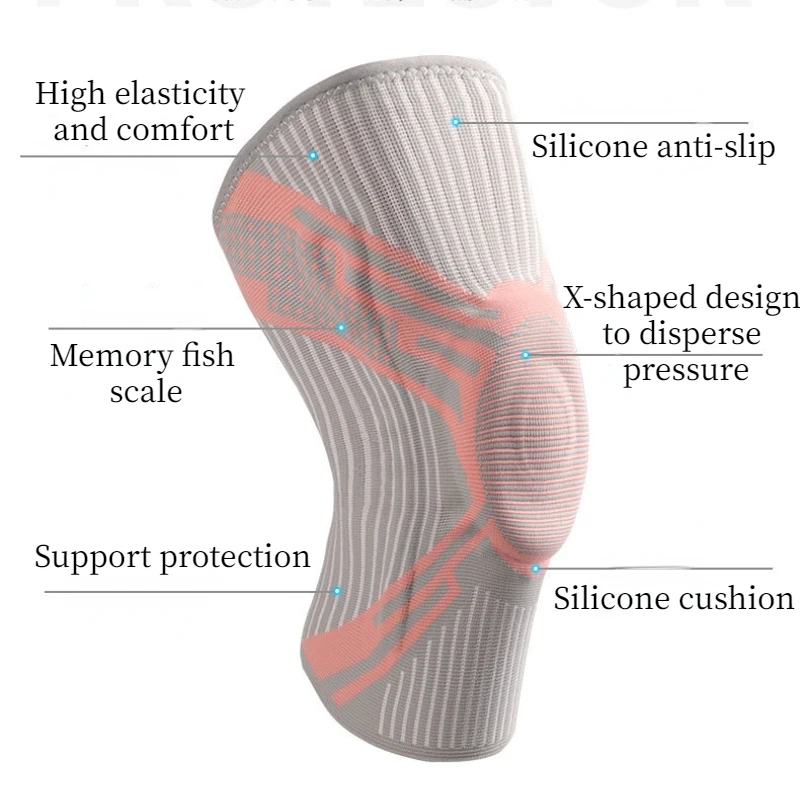 Knee Brace Strap Knee Pads Support Silicone Full Strong Meniscus Compression Protection Running Basketball Sport knee Pads
