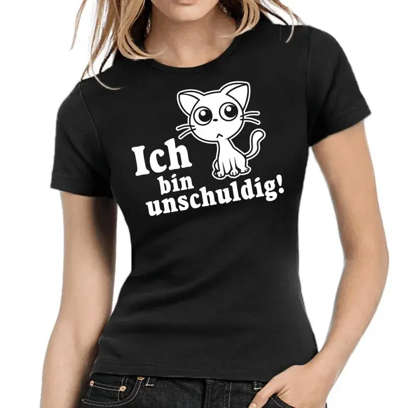 I m Innocent Kitten Cat Sayings Fun Comedy Fun Ladies Girlie T Shirt