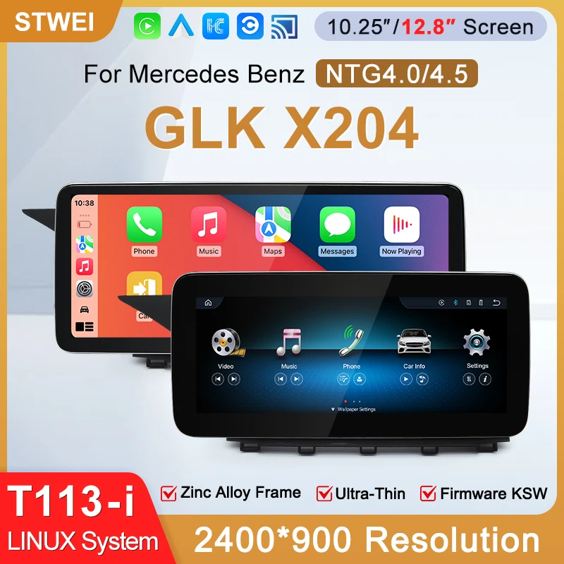 STWEI 2026 New Slim Screens Linux System 12.8inch 2400X900 Resolution For Mercedes-Benz GLK X204 Wireless Auto CarPlay Players