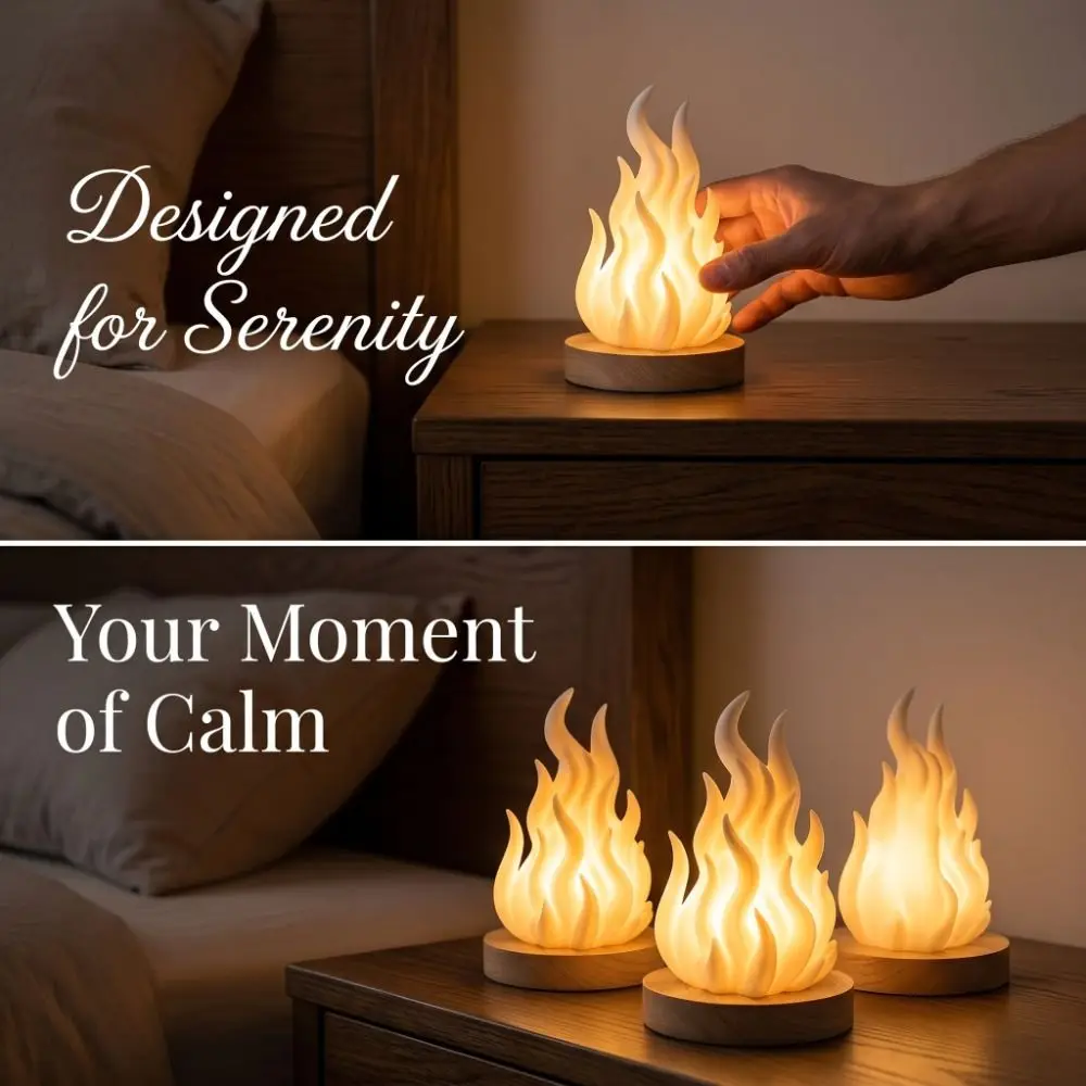 Color Changing Simulation Flame Night Light Creative Imitation Simulation Fire Lamp Decorative Portable Bonfire Lamp Living Room