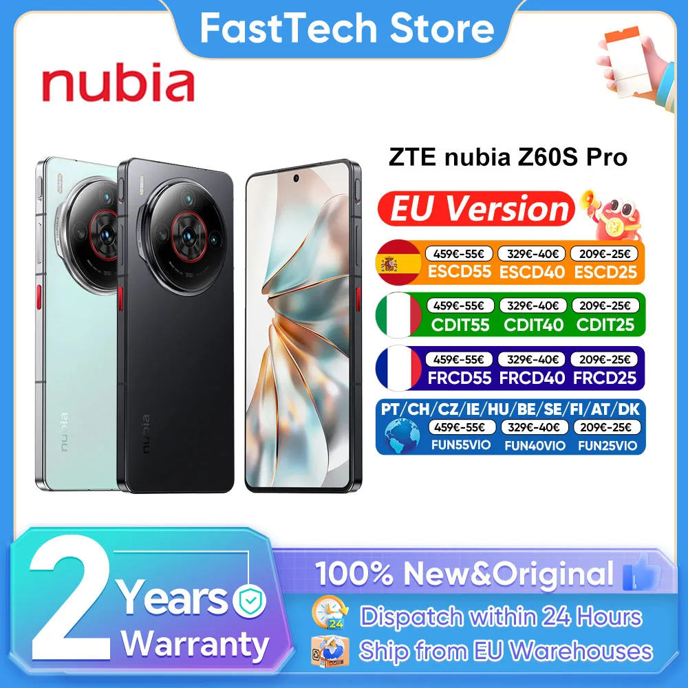 Version globale du smartphone Nubia Z60S Pro 6,78 pouces, Snapdragon 8 Gen 2, batterie 5100 mAh, charge 80 W, communication satellite, téléphone IA