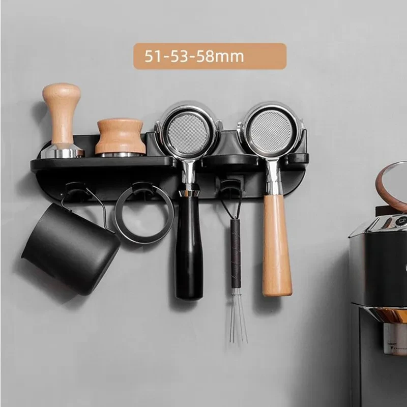 

Wall Mount Coffee Set Storage Rack, Punch Free, Espresso Portafilters Holder, Coffeeware Organizer Accessories, 51mm, 54mm, 58m