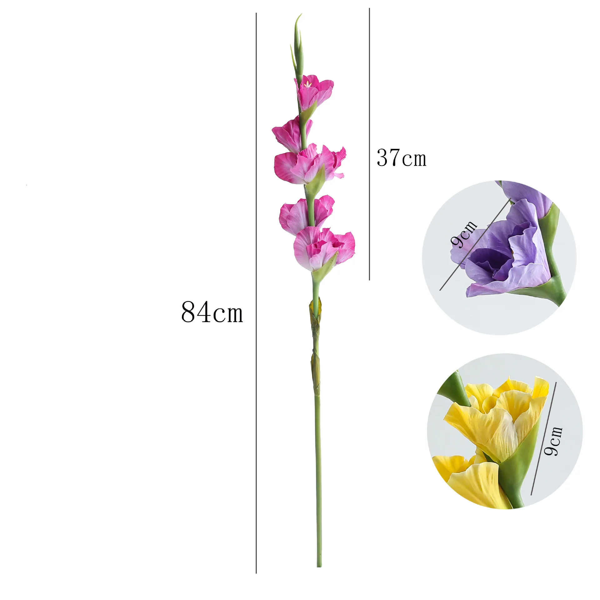 3 Stück Künstliche Feuchtigkeitsspendende Gladiolen mit Realiertem Touch, Luxuriöse Heimdekoration, Kunstblumen für Hochzeit, Party, Tischdekoration – Detail 3