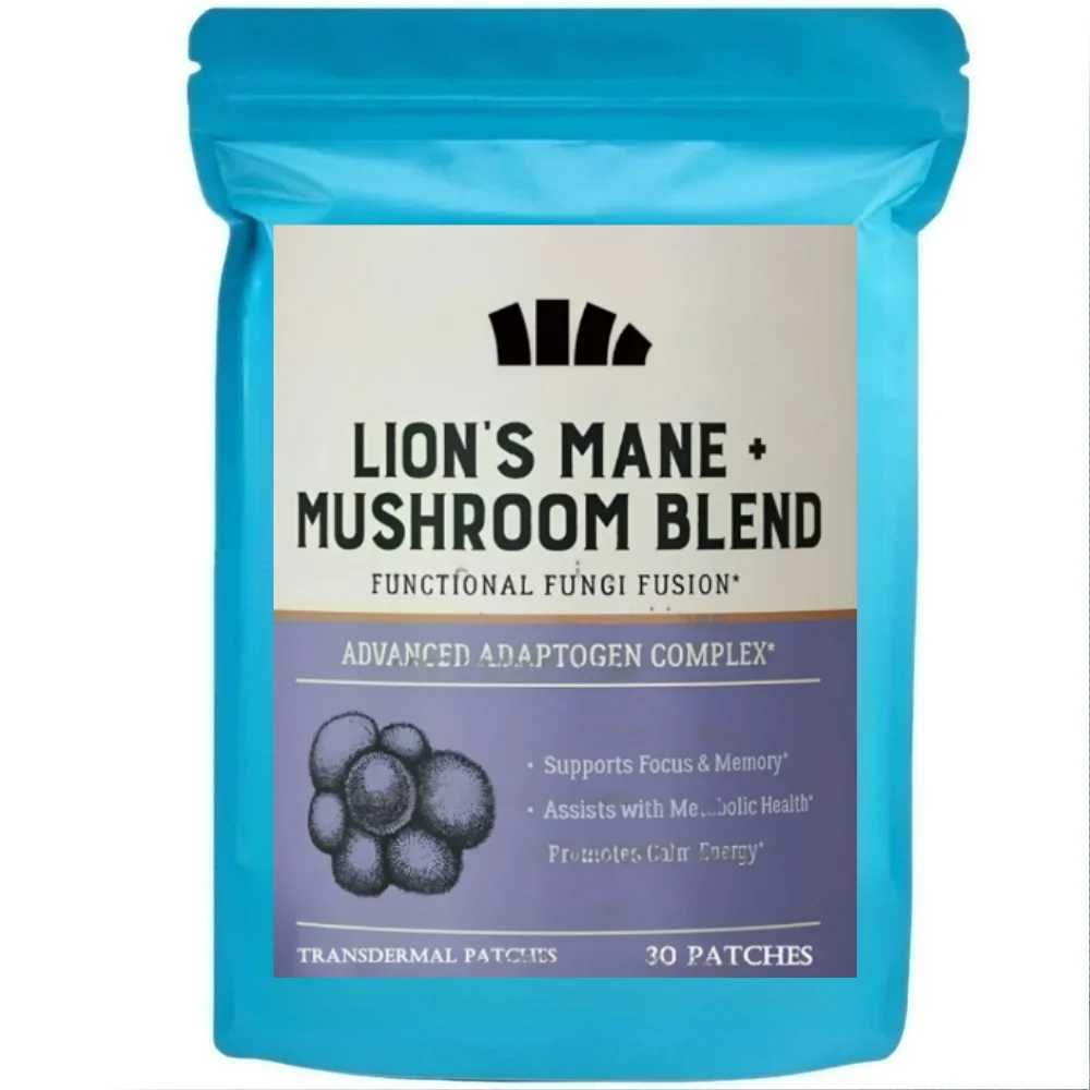 

30 Patches Lions Mane Mushroom Transdermal Patches With Cordyceps, Reishi, And Turkey Tail Mushrooms Focus Memory Brain Support