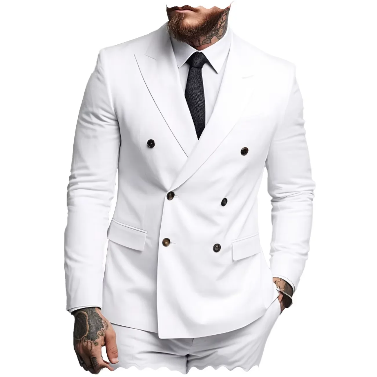 

Мужские костюмы Slim Fit, комплект из 2-х предметов, куртка, брюки, двубортный костюм с остроконечными лацканами, официальная свадебная одежда для жениха и выпускного вечера, мужская одежда на заказ