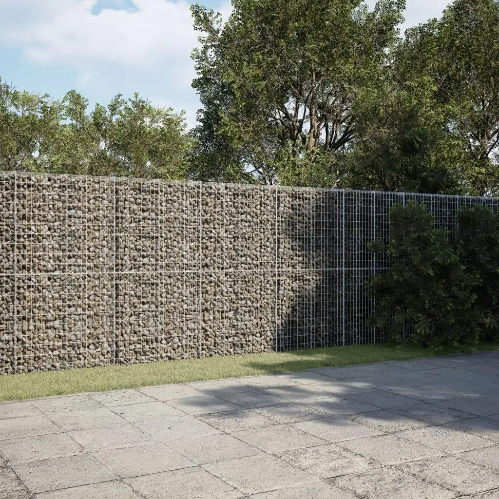 Galvanized Iron Gabion Basket with Cover - 433.1x19.7x78.7 cm Durable Outdoor Garden Wall