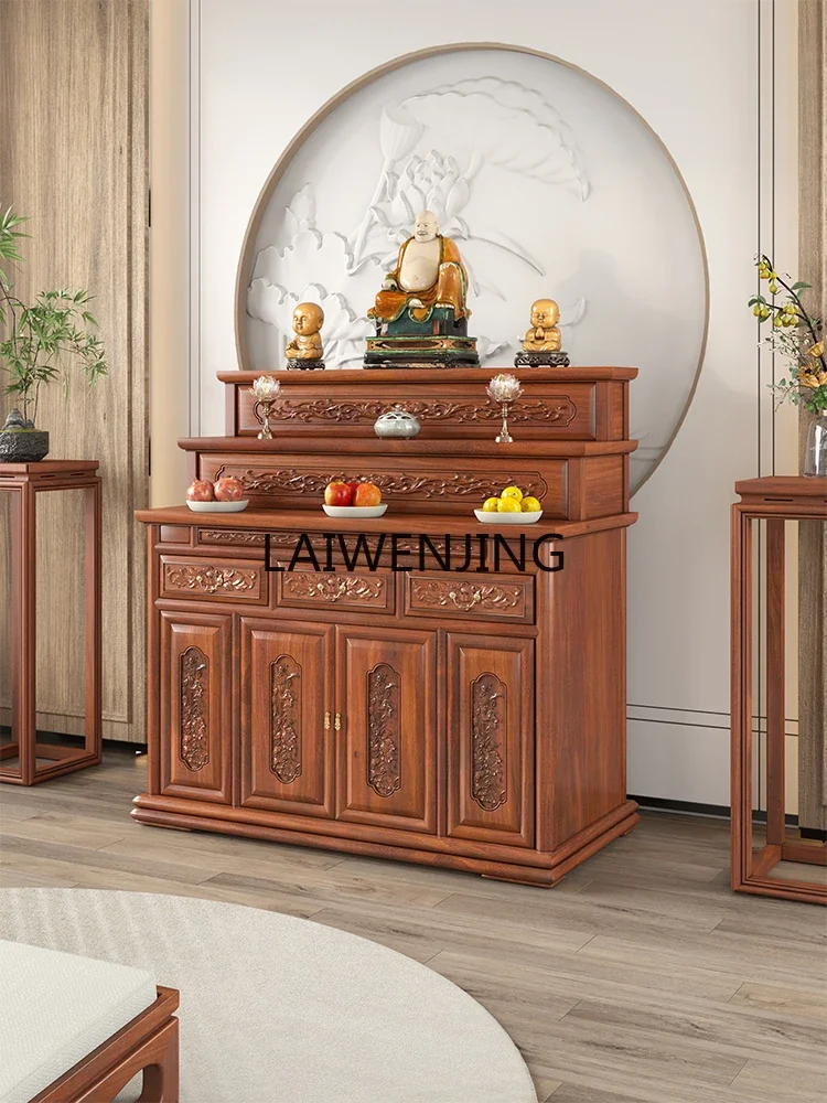 ebony Buddhist hall serving table incense table three-layer Tibetan style