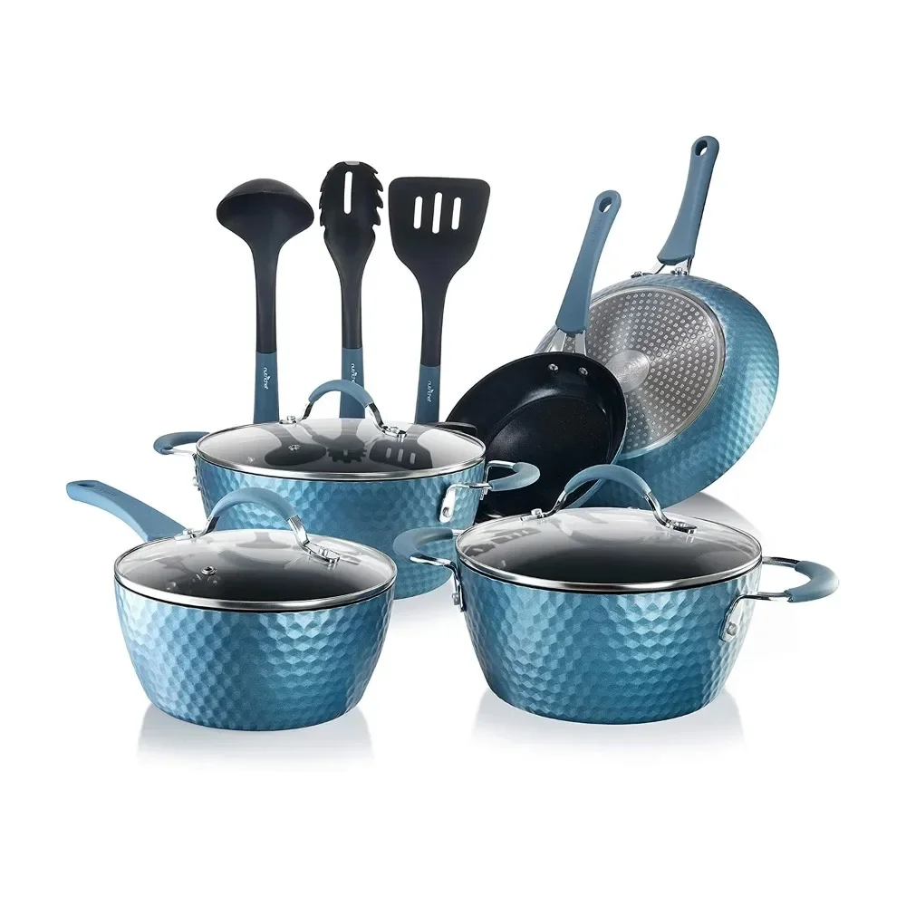 

Nonstick Diamond Pattern Kitchen Cookware Set, Cooking Pots Sets, Kitchen Utensils, Dining Bar, Free Shipping, 11 Pcs