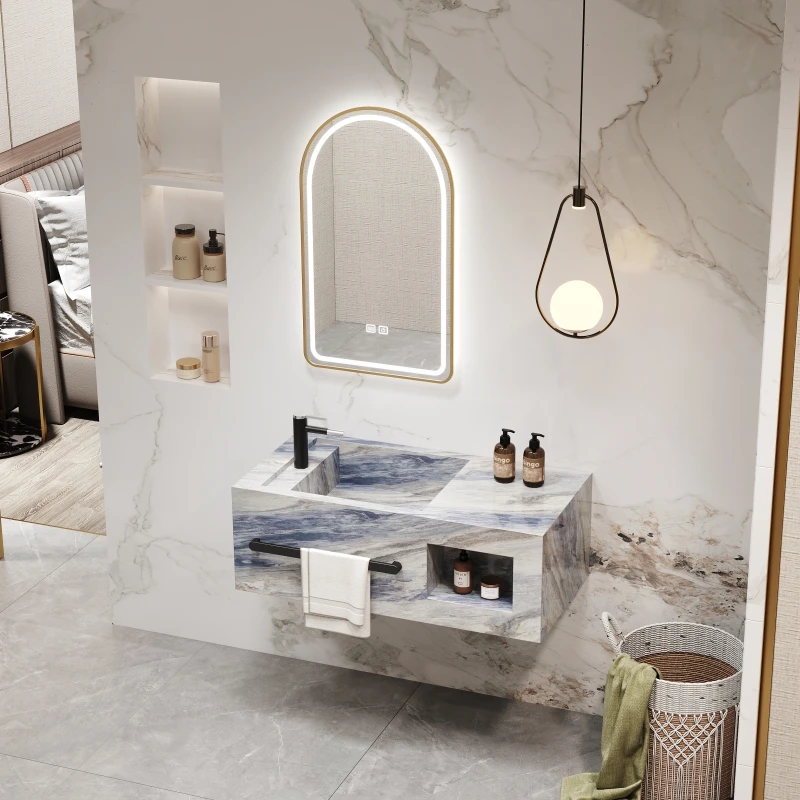 

Imperial Maple Hang Wall-Mounted Basin Style Integrated Wash Basin Storage Cabinet With Combination Bathroom Mirror