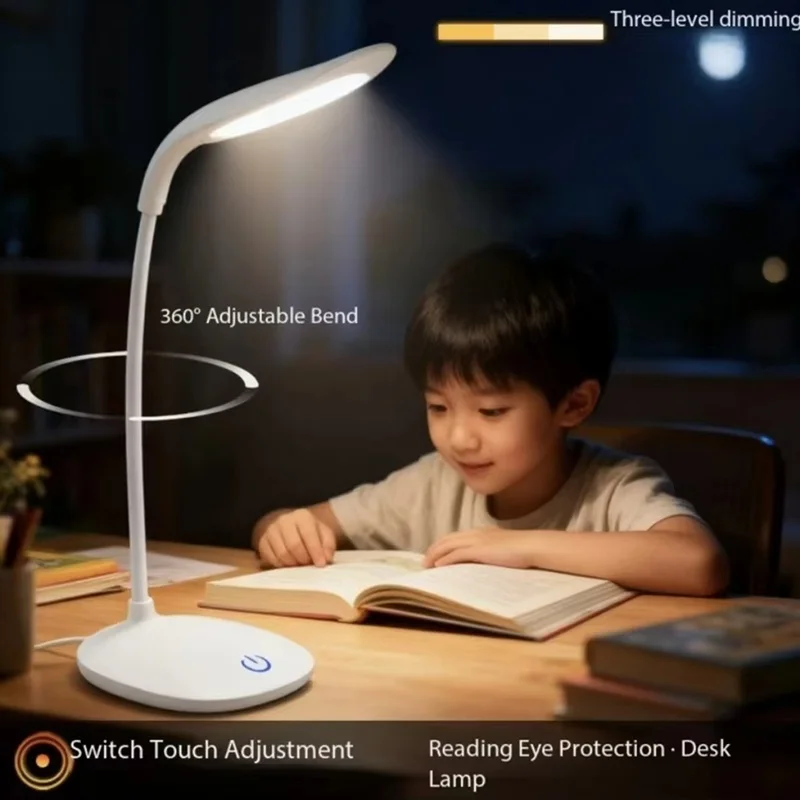 3 Modi Touch-Dimmfunktion USB-Lade-LED-Lampe Büro-Schreibtischleuchte für Zuhause, Studium, Lesen, Schlafzimmer, Leselampe, Ausrüstungsset