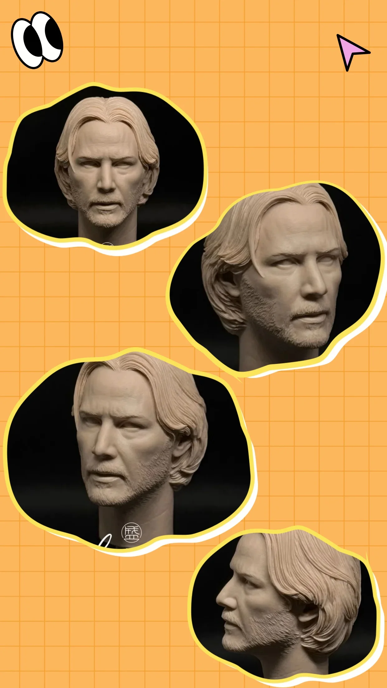 

【Unpainted】1/6 Scale Male Soldier Keanu Reeves High-detail Reproduction Simulation White Head Model For 12''Action Figure Toys