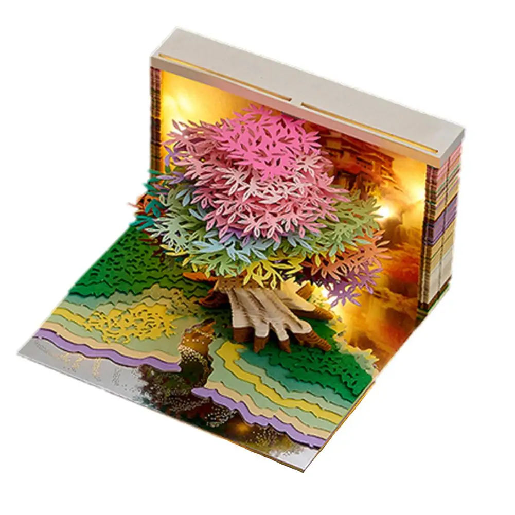 3D Notepad Tree House 3D Memo Pad Desktop Decor 2025 Calendar Pen Craftwork Paper Off Tear Art Notepad Weekly Holder Z6P9