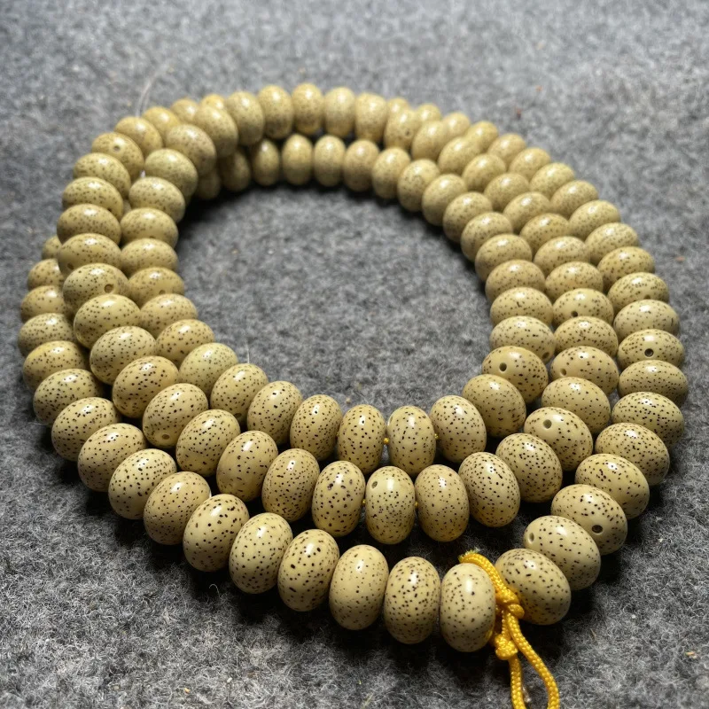 Golden Natural Aged , Hainan Star and Moon Bodhi Seeds, 108 Beads Buddhist Bracelet, High Density Chicken Oil