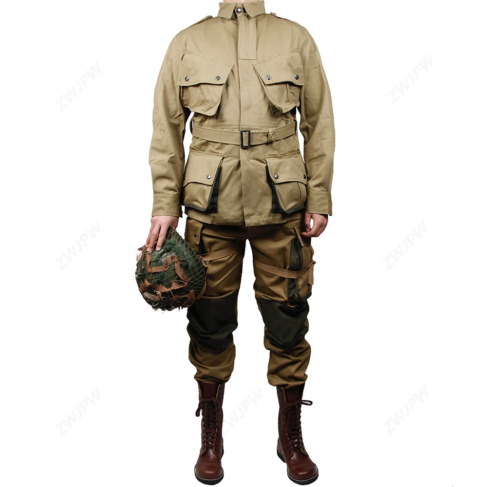 WWII US Airborne M1942 Jacket American Solider Paratrooper D-Day Uniform Jacket Top and Pants Trousers