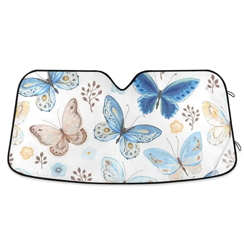 

Free ShippingWindshield Sun Shade for Car Truck & SUV - Vintage Blue Butterfly Folding Auto Front Window Sunshade, Shield Cover