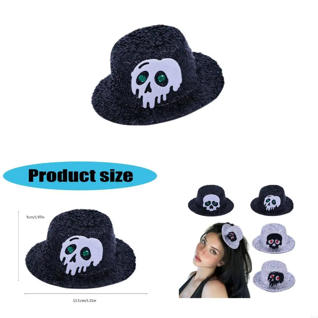 

68UA Halloween Skeleton Hat Clips Clips Mini Hat Hat Hair Clip Декоративные аксессуары для волос