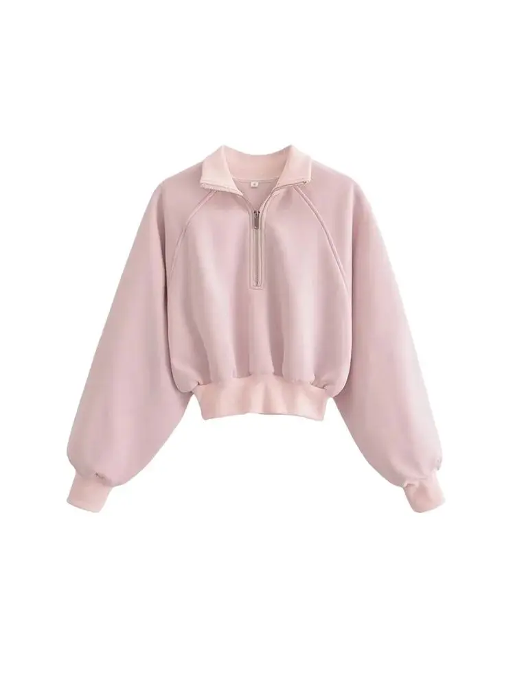 Women Fashion With Zip Cropped Sweatshirt And Mid Waist Back Zipper Mini Skirt Female Two Piece Sets Mujer